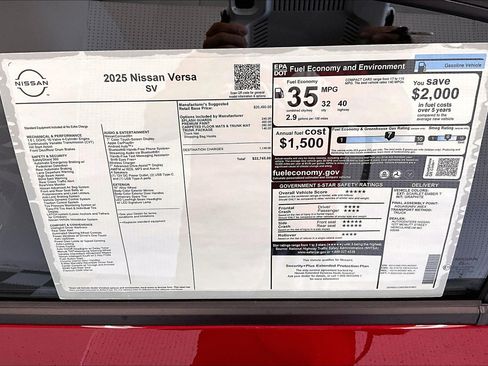 New 2025 Nissan Versa SV w/ Trunk Package FWD image 74