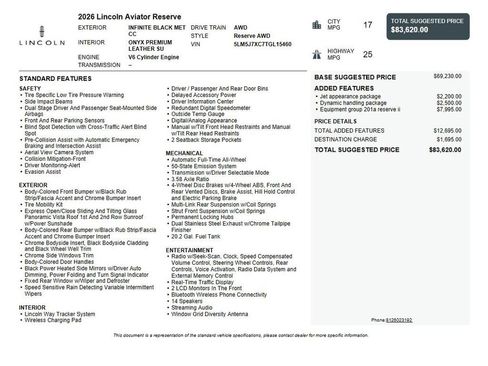 Used 2026 Lincoln Aviator Reserve AWD/4WD image 48