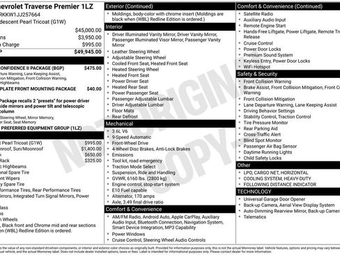 Used 2018 Chevrolet Traverse Premier w/ Driver Confidence II Package FWD image 2