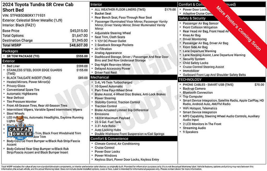 Used 2024 Toyota Tundra SR w/ SR Tow Package AWD/4WD image 5