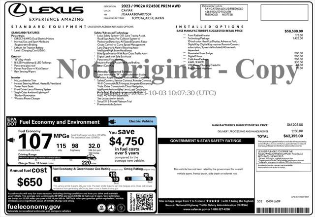Used 2023 Lexus RZ 450e Premium w/ Technology Package AWD/4WD image 4