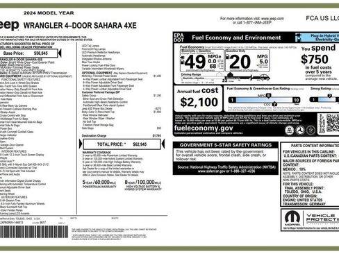 Used 2024 Jeep Wrangler Unlimited Sahara w/ Safety Group AWD/4WD image 3