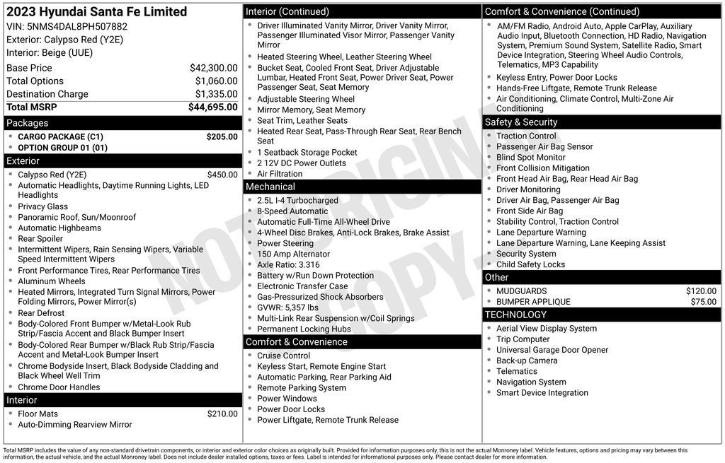 Used 2023 Hyundai Santa Fe Limited w/ Cargo Package AWD/4WD image 34