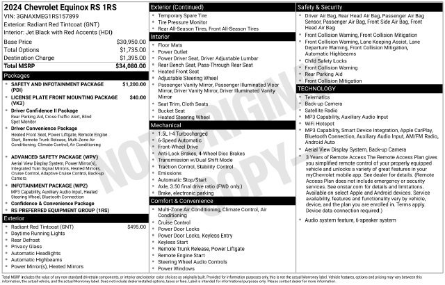 Certified 2024 Chevrolet Equinox RS FWD image 5