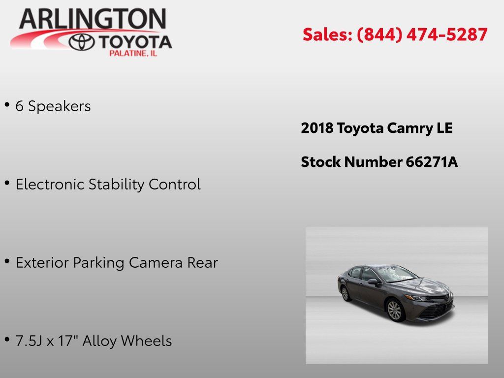 Used 2018 Toyota Camry LE FWD image 2