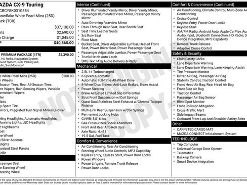 Used 2019 MAZDA CX-9 Touring w/ Touring Premium Package image 3