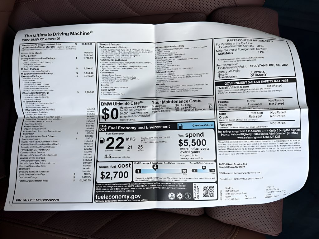 New 2027 BMW X7 xDrive40i w/ Executive Package AWD/4WD image 25