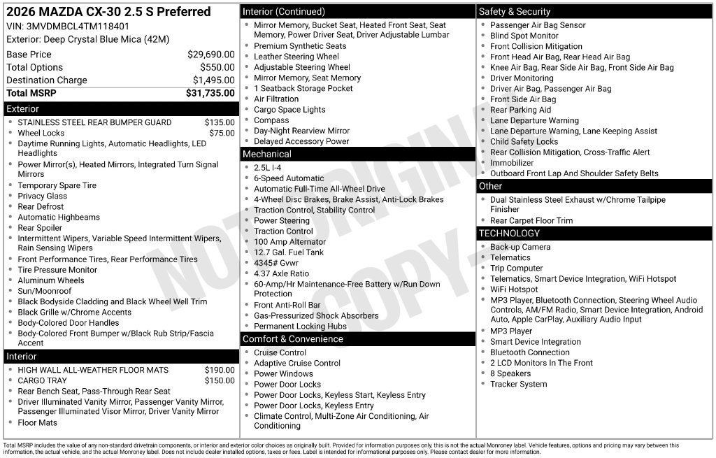 Certified 2026 MAZDA CX-30 AWD 2.5 S image 33