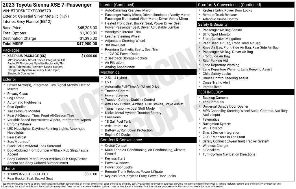 Used 2023 Toyota Sienna XSE w/ XSE Plus Package AWD/4WD image 35