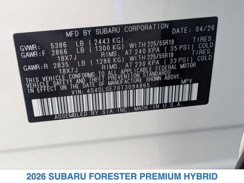 New 2026 Subaru Forester Premium AWD/4WD image 32
