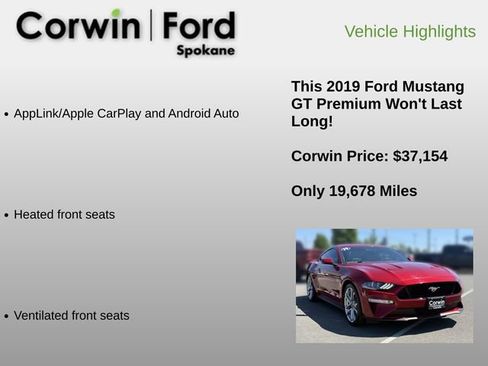 Used 2019 Ford Mustang GT Premium w/ Equipment Group 401A RWD image 12