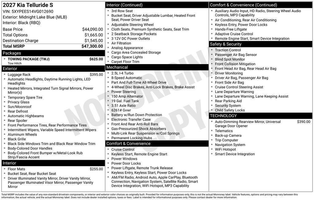 Used 2027 Kia Telluride S w/ Towing Package AWD/4WD image 37