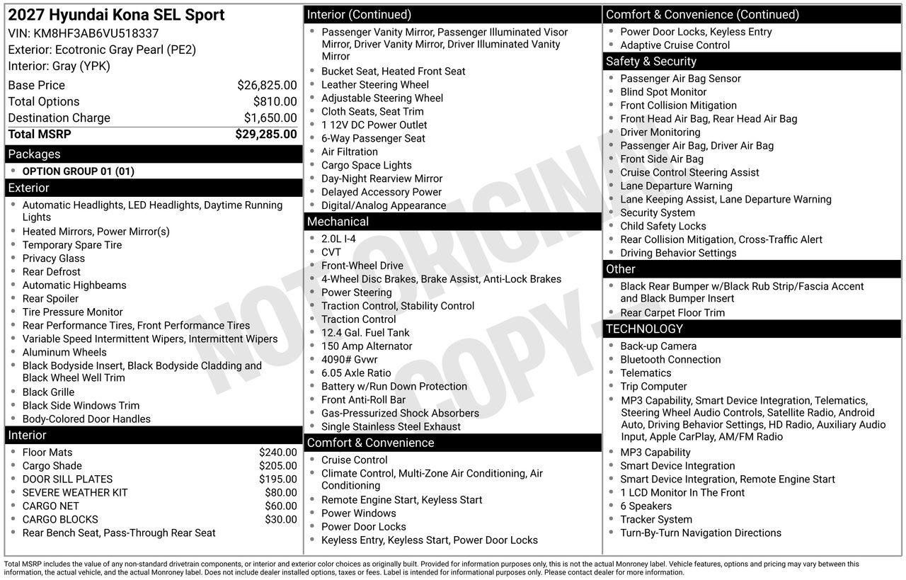 New 2027 Hyundai Kona SEL Sport FWD image 31