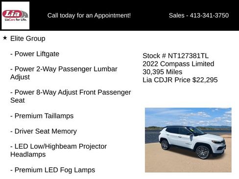 Certified 2022 Jeep Compass Limited w/ Elite Group AWD/4WD image 11