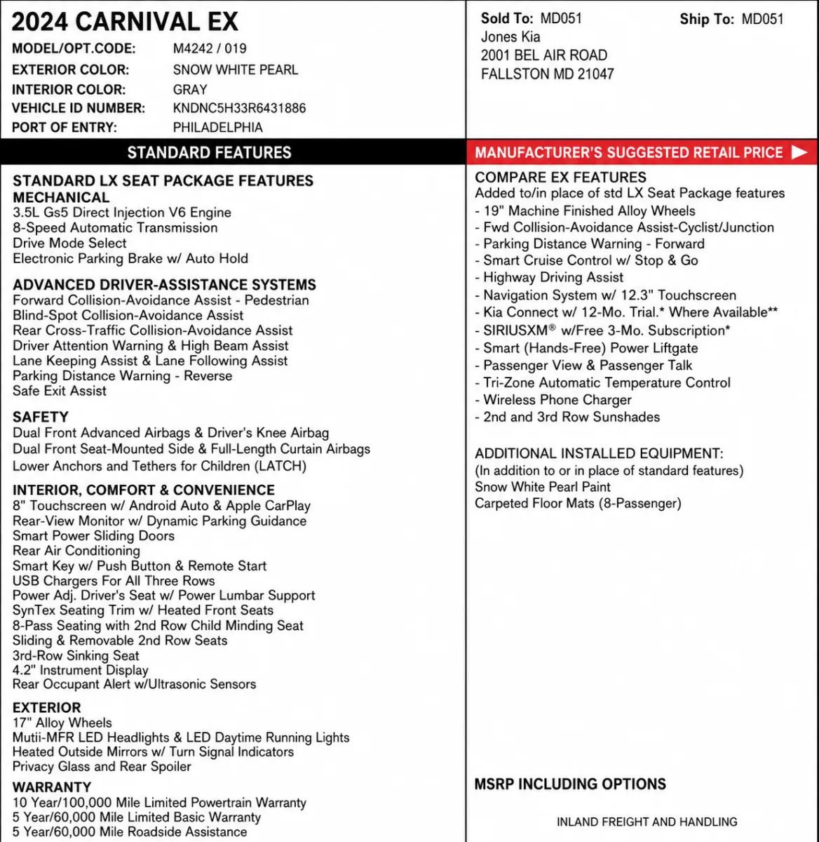 Used 2024 Kia Carnival EX FWD image 2