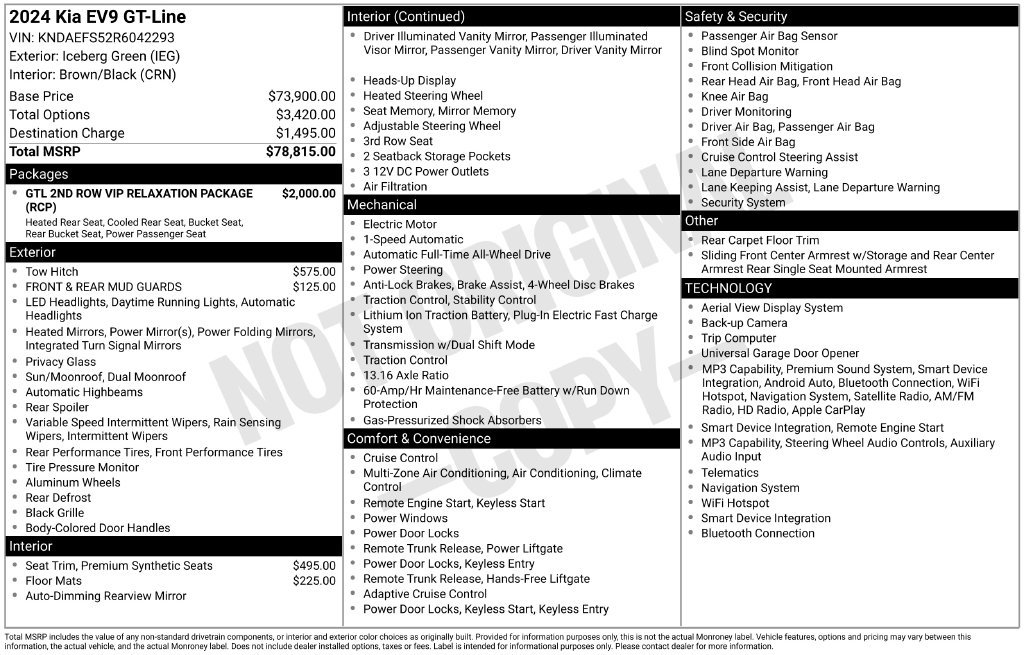Certified 2024 Kia EV9 GT-Line AWD/4WD image 15