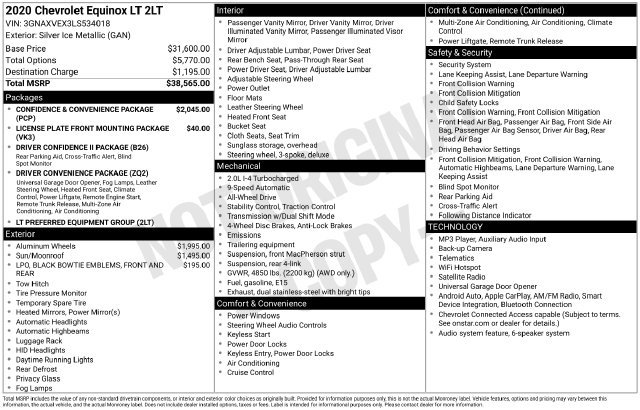 Used 2020 Chevrolet Equinox LT AWD/4WD image 6