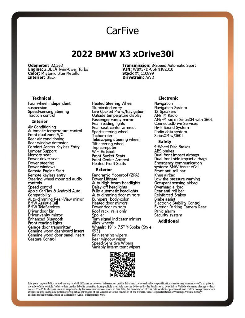 Used 2022 BMW X3 xDrive30i w/ Premium Package 2 (ZPA) AWD/4WD image 30