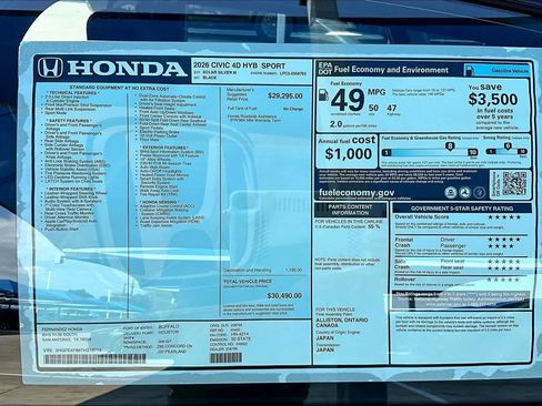 New 2026 Honda Civic Sport image 18