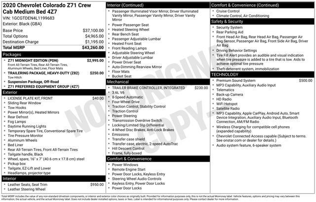 Used 2020 Chevrolet Colorado Z71 w/ Z71 Midnight Edition AWD/4WD image 1
