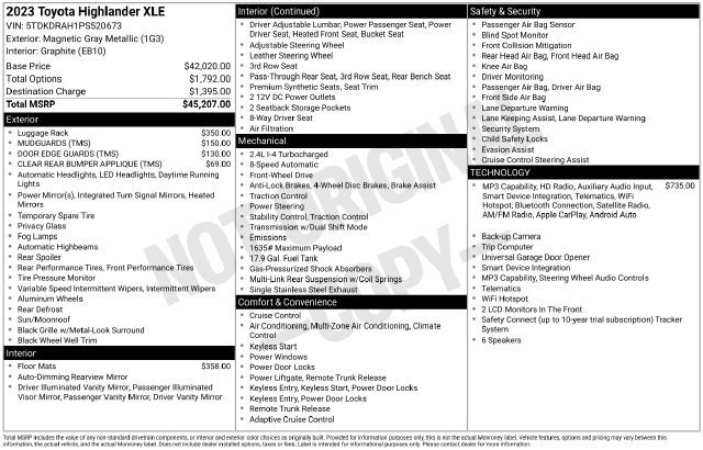 Used 2023 Toyota Highlander XLE FWD image 34