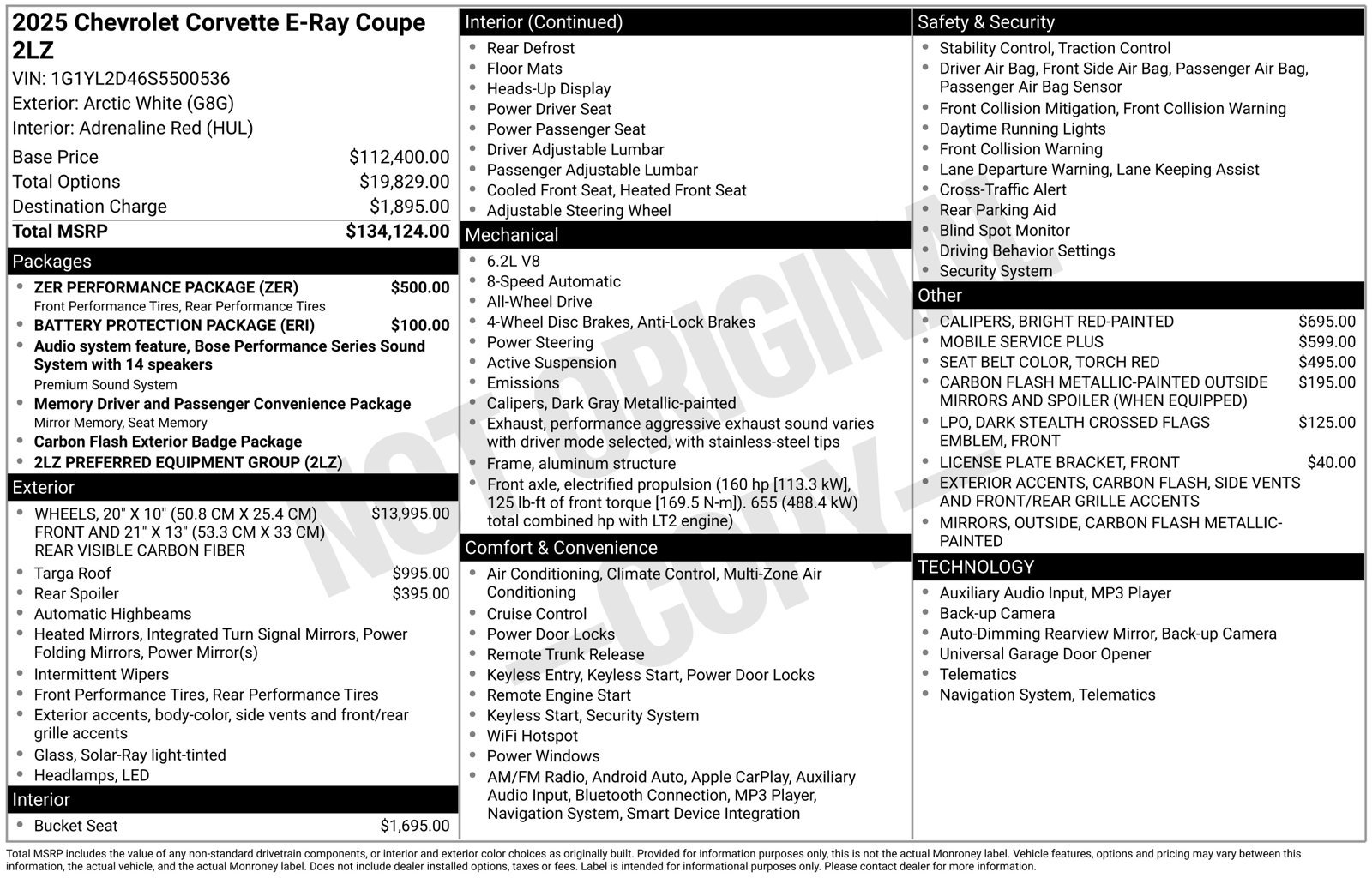 New 2025 Chevrolet Corvette E-Ray w/ ZER Performance Package AWD/4WD image 10