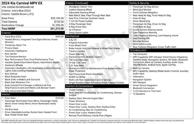 Used 2024 Kia Carnival EX FWD image 13
