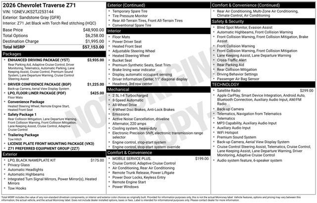 Used 2026 Chevrolet Traverse Z71 w/ Enhanced Driving Package AWD/4WD image 6