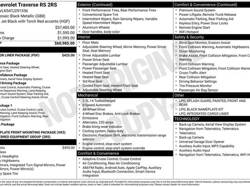 New 2026 Chevrolet Traverse RS w/ LPO, Floor Liner Package AWD/4WD image 37