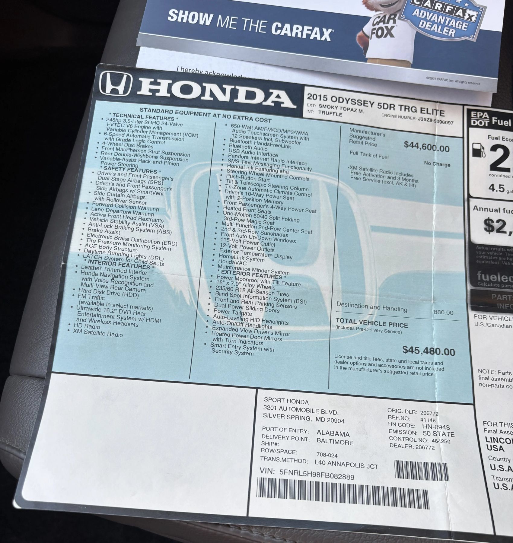 Used 2015 Honda Odyssey Touring Elite image 30