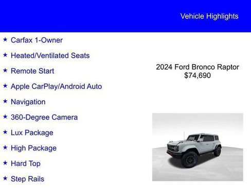 Certified 2024 Ford Bronco Raptor image 2