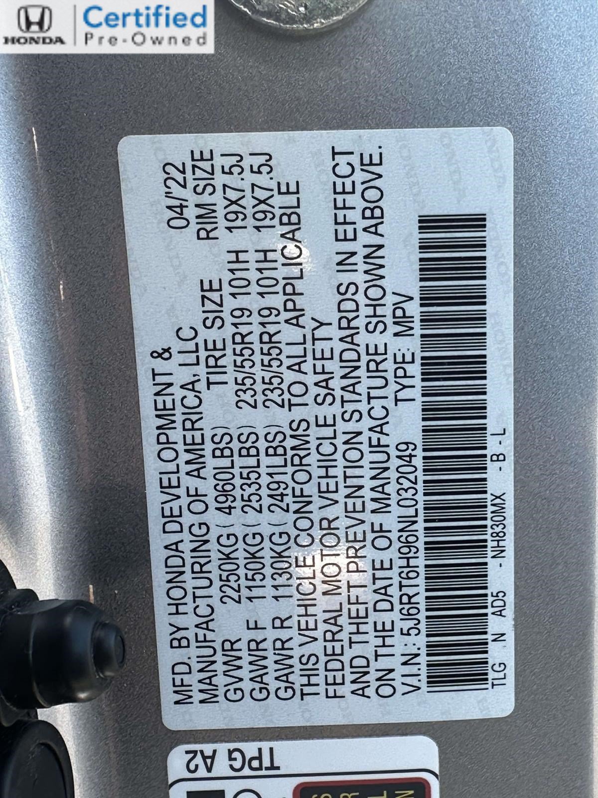 Certified 2022 Honda CR-V Touring image 30