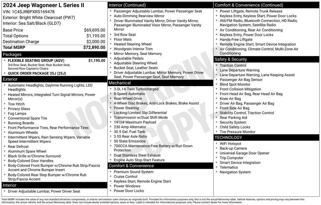 Used 2024 Jeep Wagoneer L Series II w/ Flexible Seating Group RWD image 6