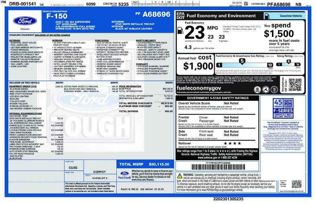 Used 2023 Ford F150 Platinum w/ Equipment Group 701A High AWD/4WD image 13