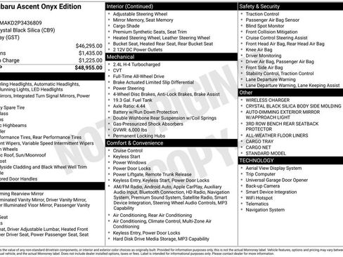 Certified 2023 Subaru Ascent Onyx Edition Limited AWD/4WD image 8