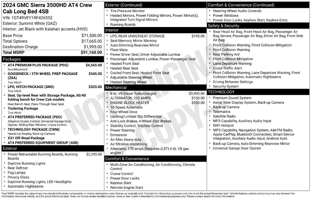 Used 2024 GMC Sierra 3500 AT4 w/ AT4 Premium Plus Package AWD/4WD image 1