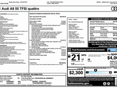 Used 2021 Audi A8 L 3.0T w/ Executive Plus Package image 24