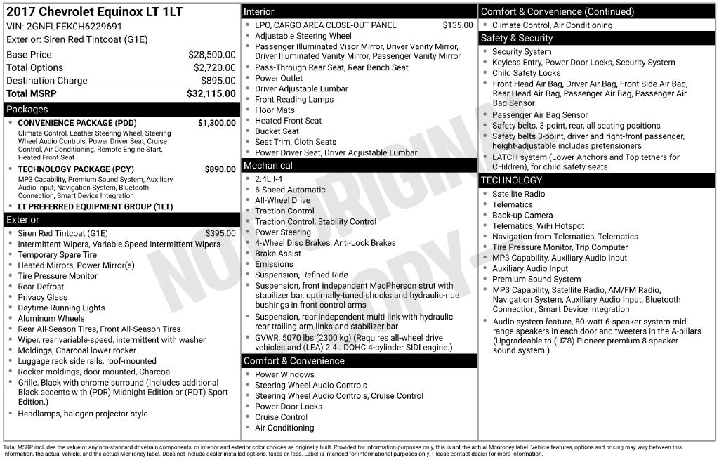 Used 2017 Chevrolet Equinox LT w/ Convenience Package AWD/4WD image 2