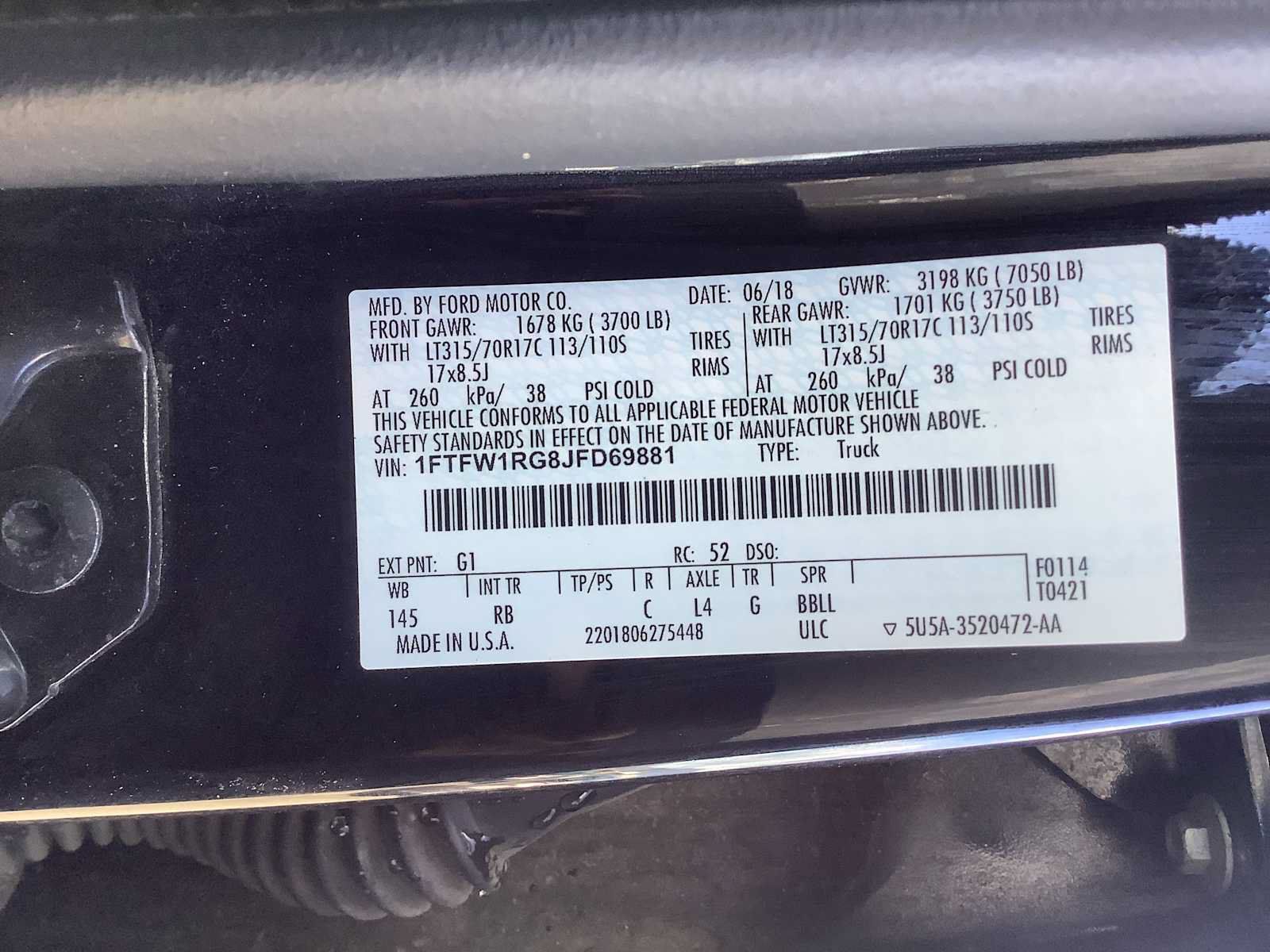 Used 2018 Ford F150 Raptor w/ Equipment Group 801A Mid AWD/4WD image 10