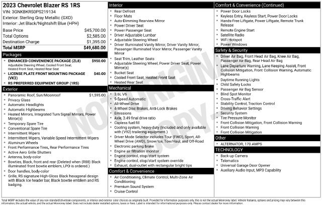 Certified 2023 Chevrolet Blazer RS w/ Enhanced Convenience Package AWD/4WD image 34