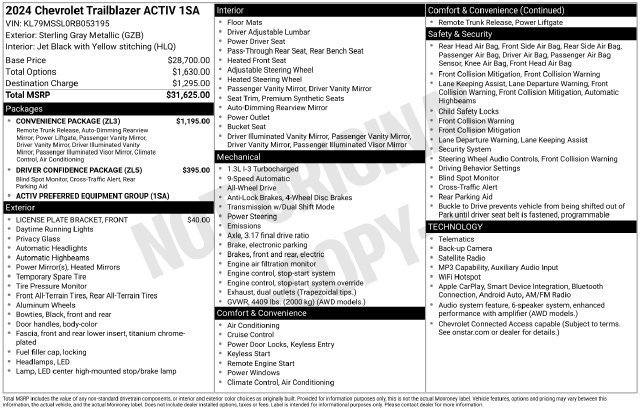 Used 2024 Chevrolet TrailBlazer ACTIV w/ Convenience Package AWD/4WD image 47