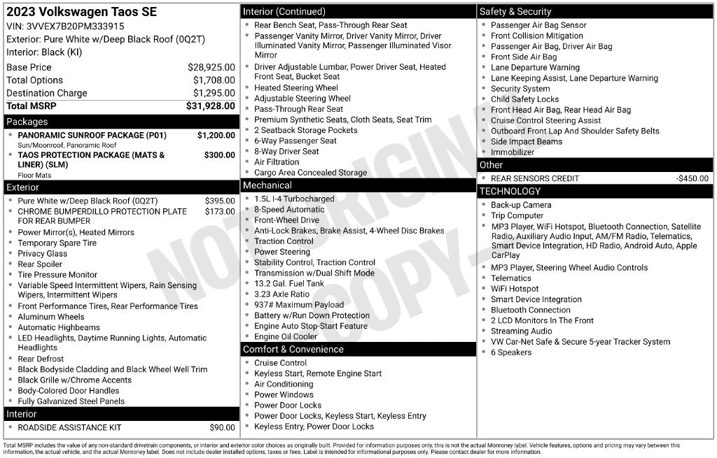 Certified 2023 Volkswagen Taos SE w/ Panoramic Sunroof Package FWD image 8