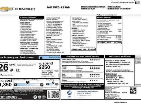 Used 2022 Chevrolet Trax LS w/ Tint and Cruise Package AWD/4WD image 2
