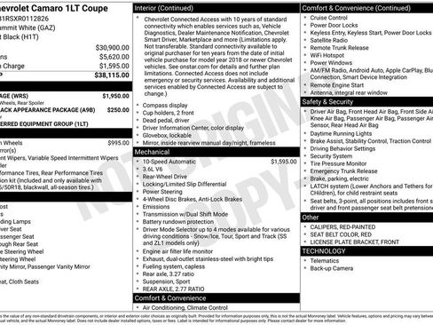 Used 2024 Chevrolet Camaro LT w/ RS Package RWD image 39