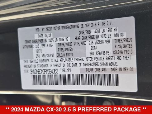 Used 2024 MAZDA CX-30 AWD 2.5 S w/ Preferred Package image 35