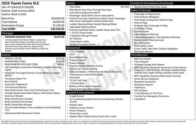 New 2026 Toyota Camry XLE w/ Premium Package FWD image 1