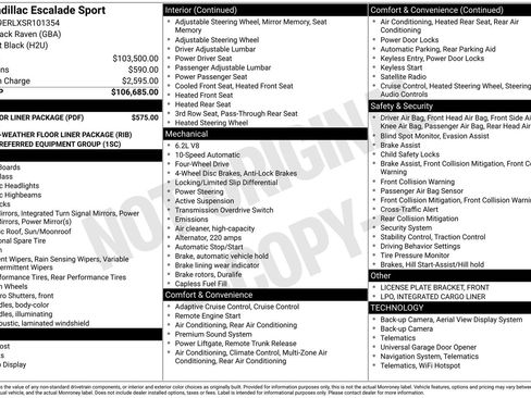 Certified 2025 Cadillac Escalade Sport w/ LPO, Floor Liner Package image 35