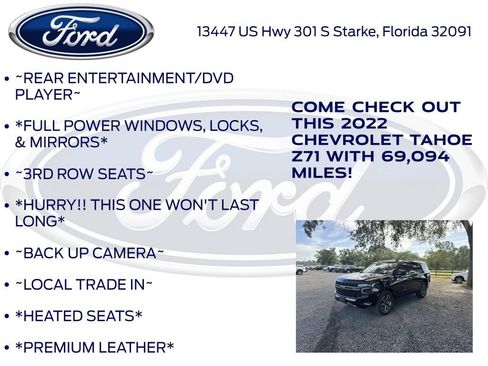 Used 2022 Chevrolet Tahoe Z71 w/ Z71 Off-Road Package AWD/4WD image 12