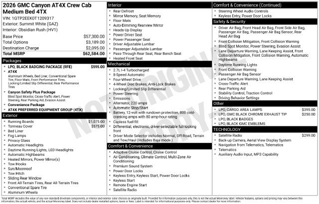 Used 2026 GMC Canyon AT4X w/ LPO, Black Badging Package AWD/4WD image 25