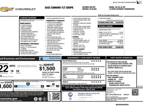 Used 2022 Chevrolet Camaro LT RWD image 2